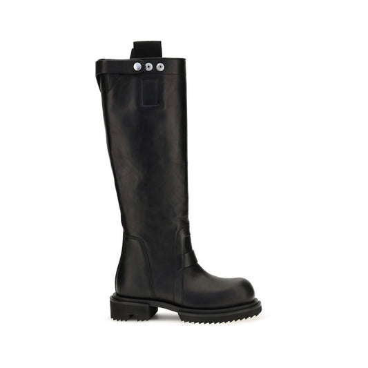 Rick Owens Black Calf Leather Bos Taurus Rain Boots Rick Owens