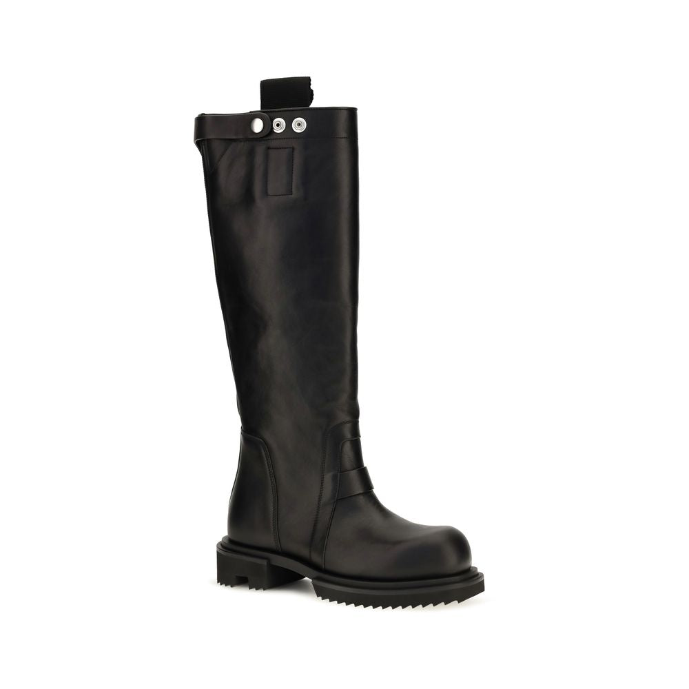 Rick Owens Black Calf Leather Bos Taurus Rain Boots Rick Owens