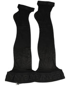 Dolce & Gabbana Black Nylon Logo Calf Long Women Accessory Socks