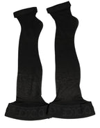Dolce & Gabbana Black Nylon Logo Calf Long Women Accessory Socks