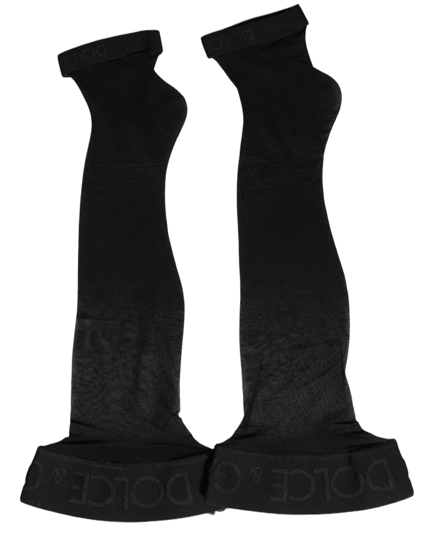 Dolce & Gabbana Black Nylon Logo Calf Long Women Accessory Socks Dolce & Gabbana