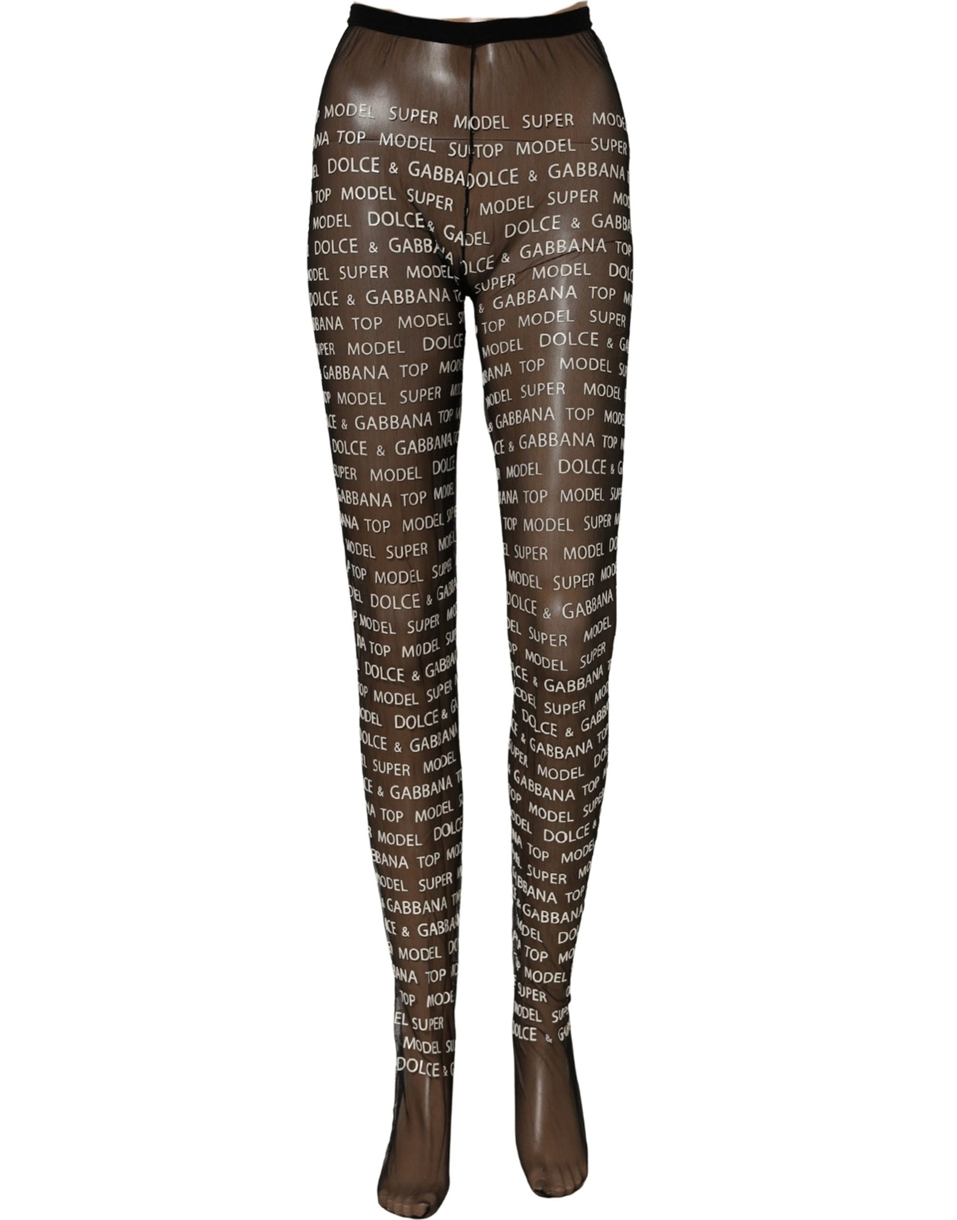 Dolce & Gabbana Black White All Over Print Sheer Stretch Tights Socks Dolce & Gabbana
