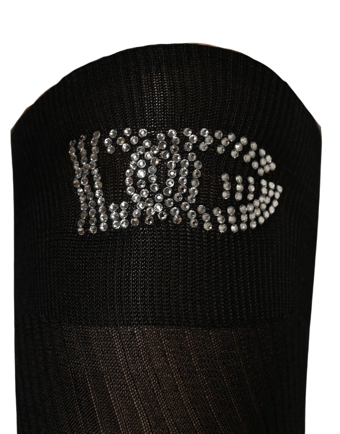 Dolce & Gabbana Black DG Logo Rhinestones Stretch Thigh High Socks Dolce & Gabbana