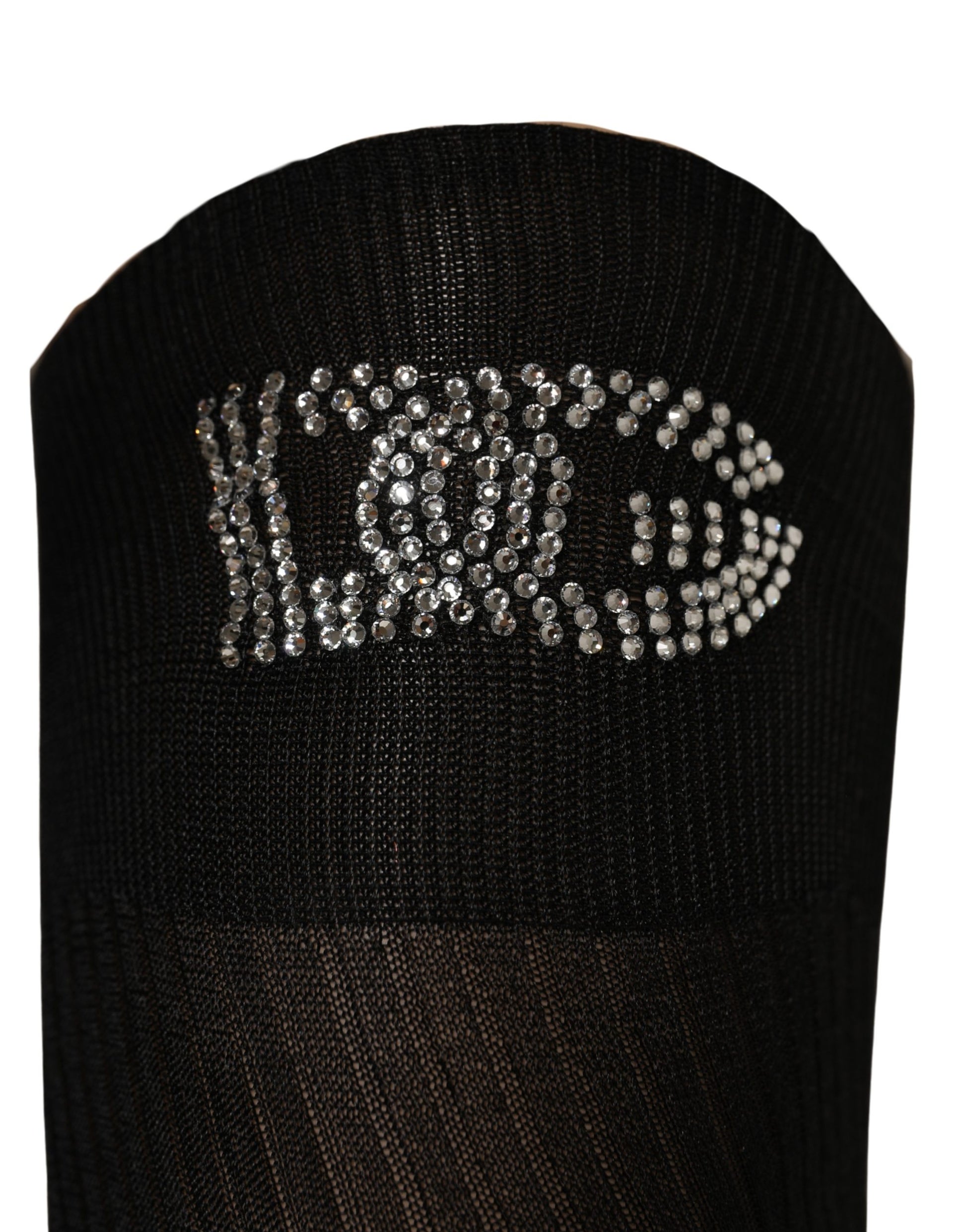 Dolce & Gabbana Black DG Logo Rhinestones Stretch Thigh High Socks Dolce & Gabbana
