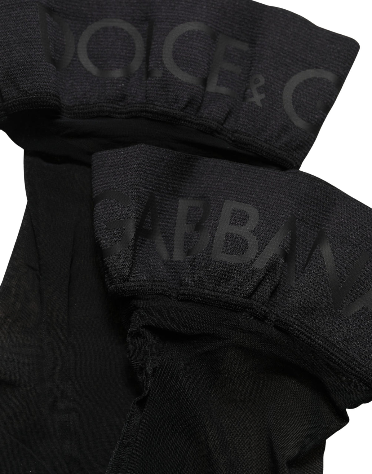 Dolce & Gabbana Black Nylon Logo Calf Long Women Accessory Socks - Eljoys Fashion 
