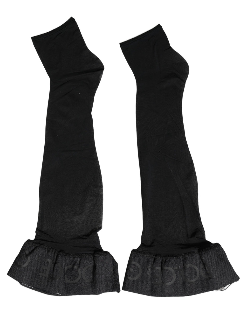 Dolce & Gabbana Black Nylon Logo Calf Long Women Accessory Socks - Eljoys Fashion 
