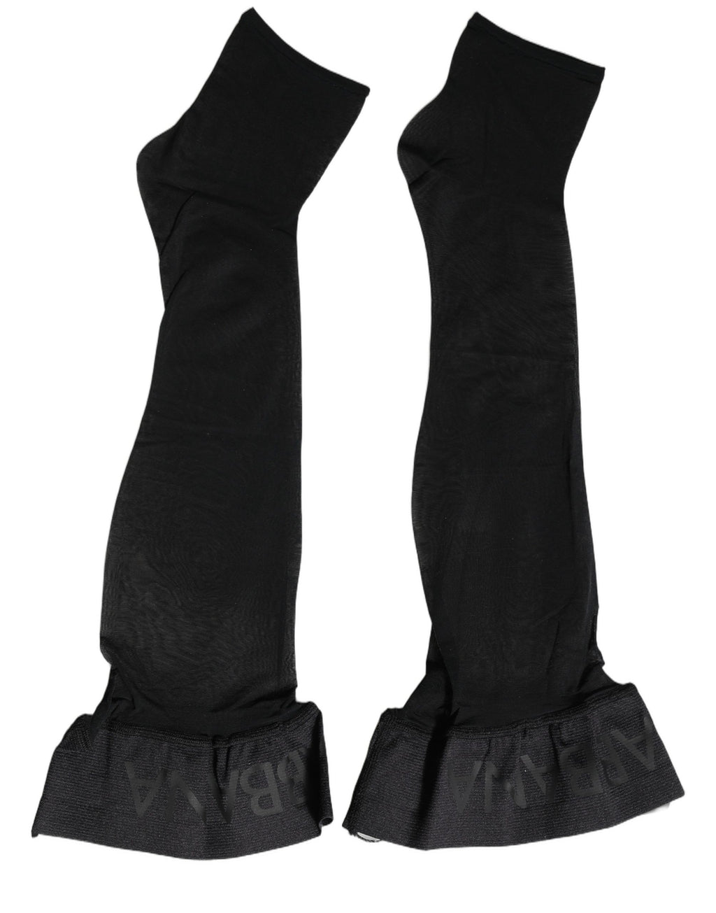 Dolce & Gabbana Black Nylon Logo Calf Long Women Accessory Socks - Eljoys Fashion 