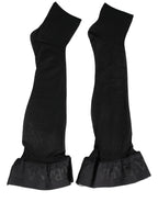Dolce & Gabbana Black Nylon Logo Calf Long Women Accessory Socks - Eljoys Fashion 