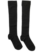 Black wool knit calf-length women's socks by Dolce & Gabbana with a cozy, textured appearance.