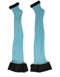 Dolce & Gabbana Light Blue nylon thigh-high socks for women, featuring a sleek, vibrant design and comfortable fit.
