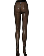 Black nylon tights by Dolce & Gabbana, showing smooth, opaque stocking pantyhose with a seamless finish.
