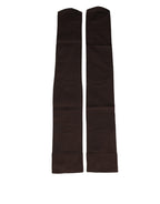 Dolce & Gabbana brown nylon over-calf long women's socks with accessory design and ribbed texture.