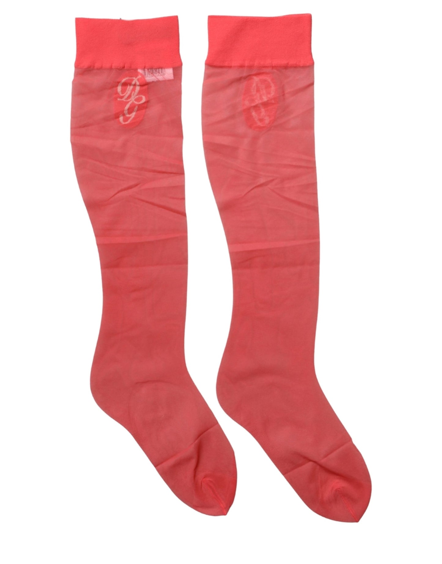 Dolce & Gabbana Red Nylon Mesh Sheer Calf Long Accessory Socks Dolce & Gabbana