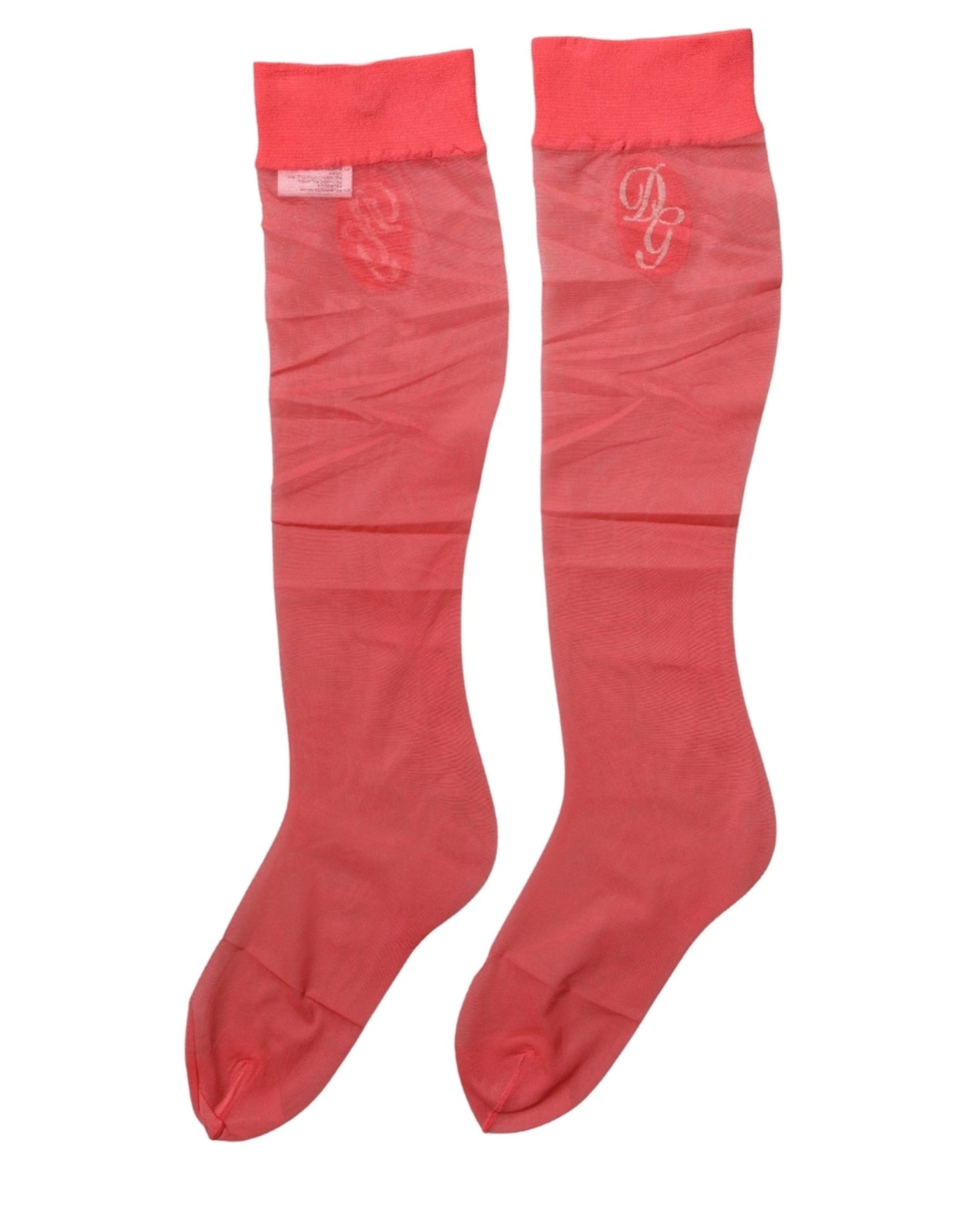 Dolce & Gabbana Red Nylon Mesh Sheer Calf Long Accessory Socks Dolce & Gabbana