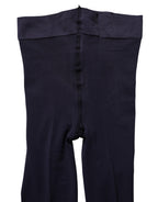 Dark blue nylon sheer tights from Dolce & Gabbana, showing the smooth, fitted appearance of the stockings on a model.