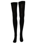 Black Dolce & Gabbana nylon thigh-high stockings with a smooth, fitted design and subtle branding details.