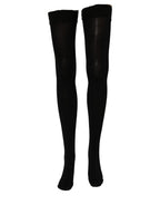 Black Dolce & Gabbana nylon thigh-high stockings with a smooth, fitted design and subtle branding details.
