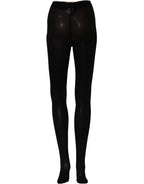 Black nylon Dolce & Gabbana sheer tights with a smooth, form-fitting design and subtle branding, perfect for elegant legwear.