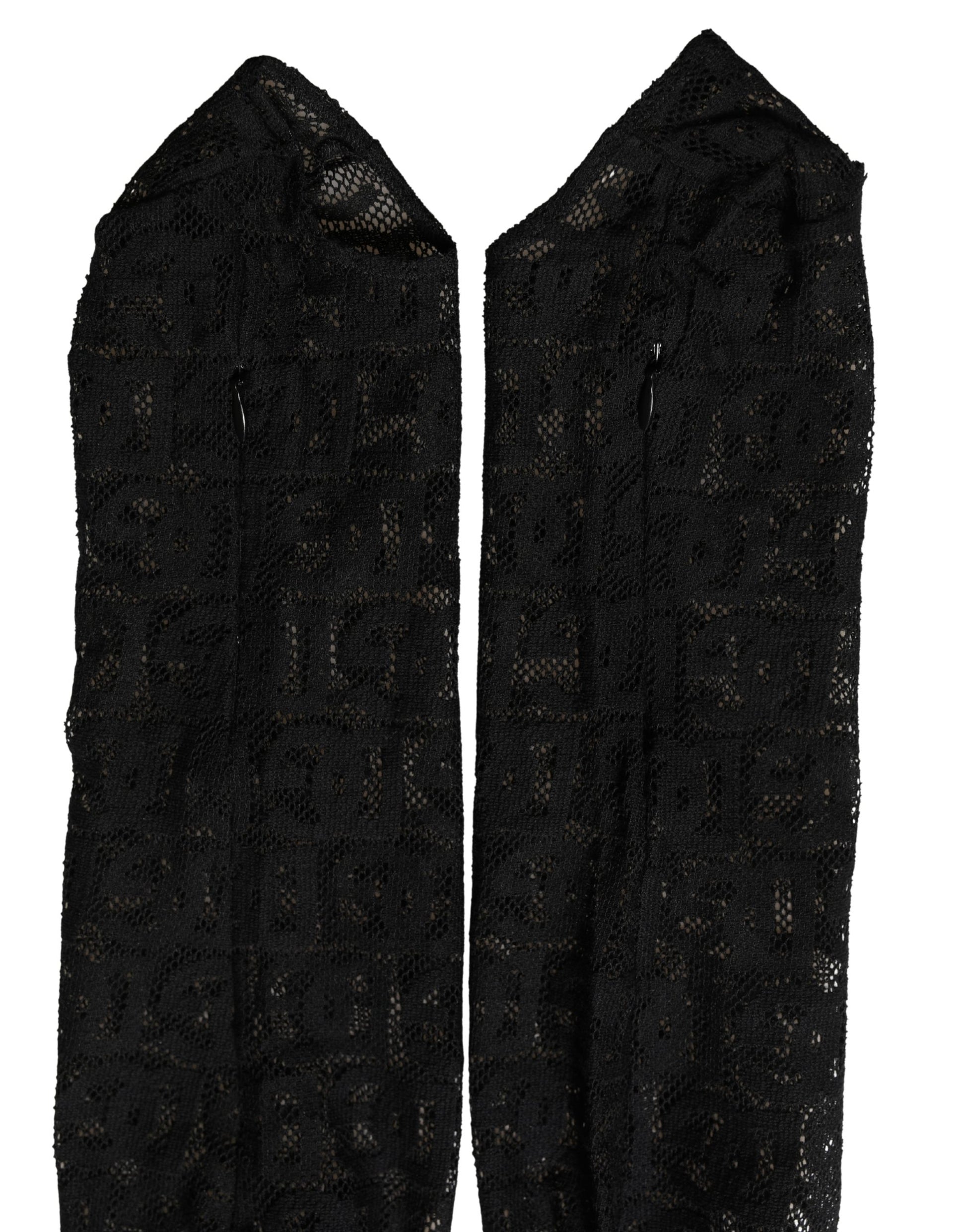Dolce & Gabbana Black DG Logo Sheer Nylon Thigh High Socks Dolce & Gabbana