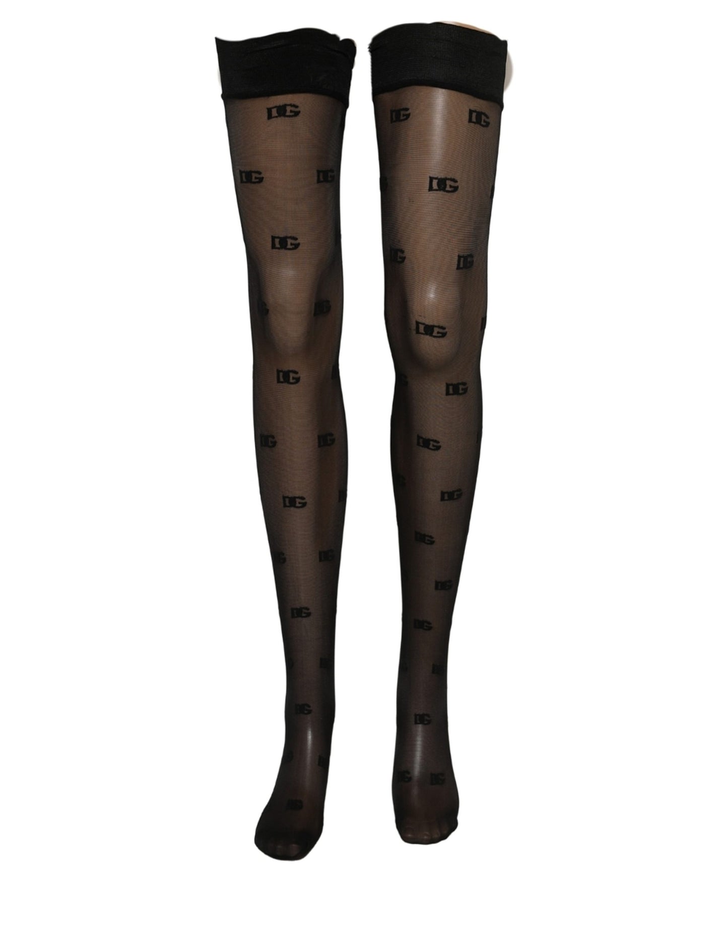 Dolce & Gabbana Black Sheer Logo Monogram Tights Stockings Socks Dolce & Gabbana