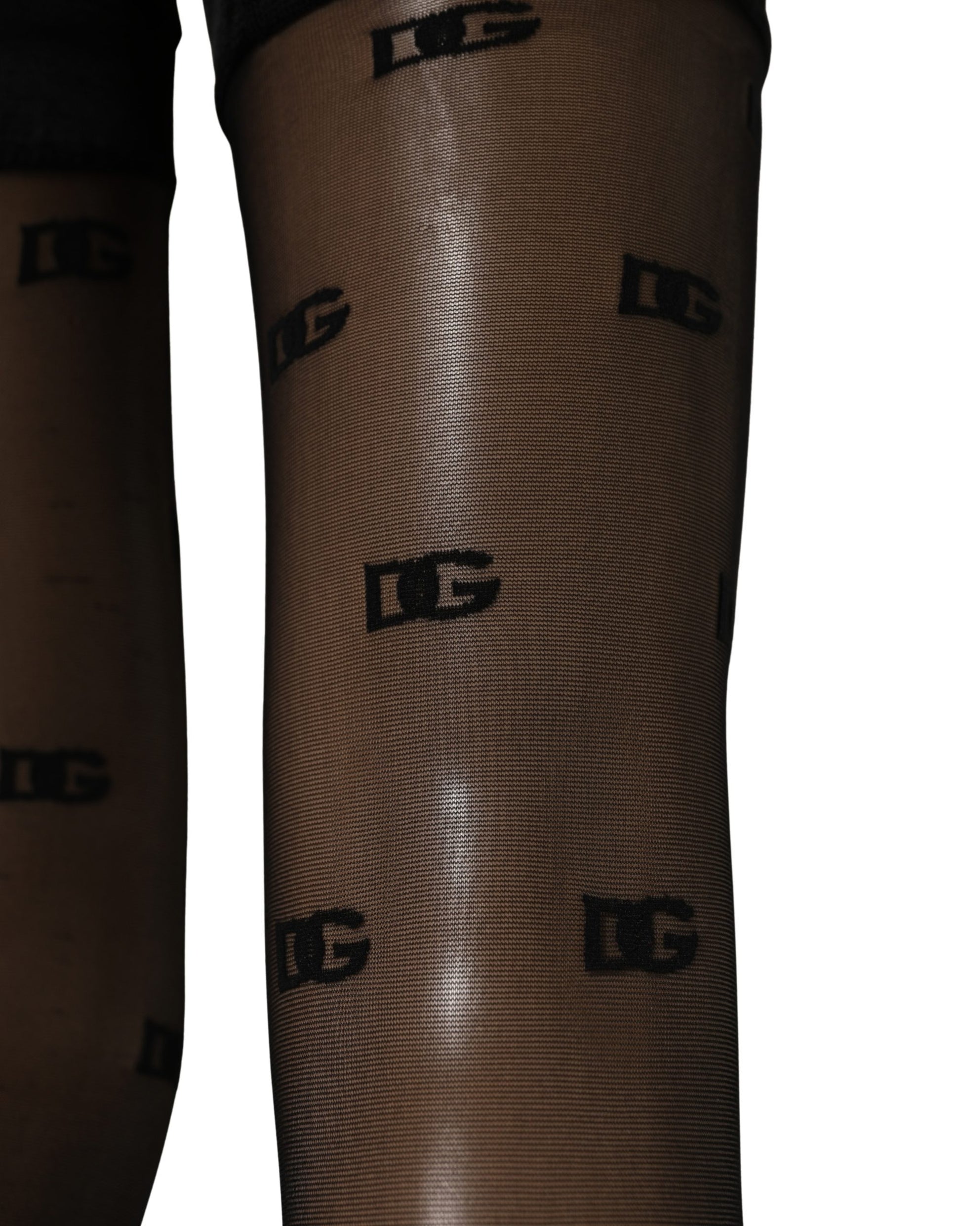 Dolce & Gabbana Black Sheer Logo Monogram Tights Stockings Socks Dolce & Gabbana