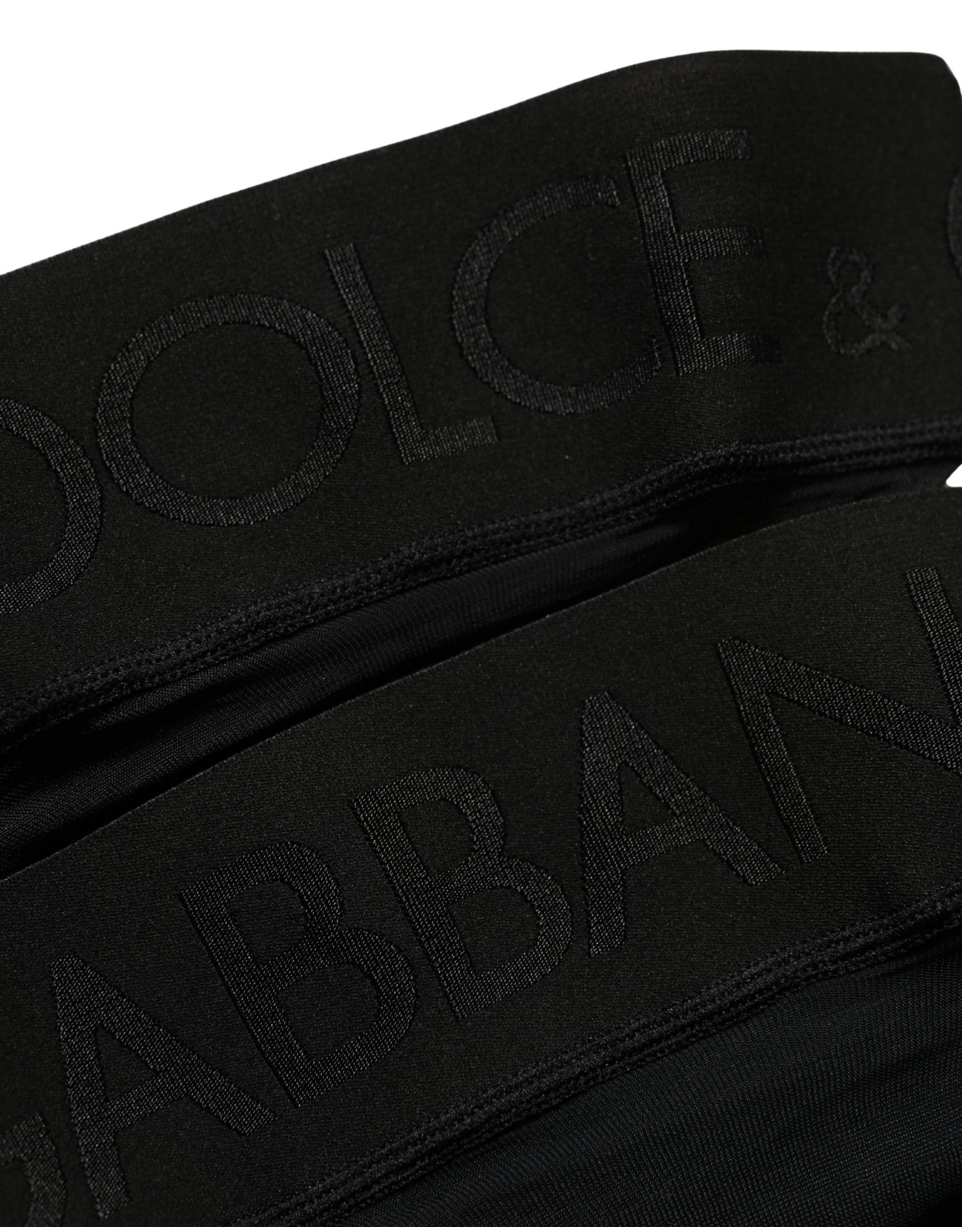 Dolce & Gabbana Black Nylon Logo Calf Long Women Accessory Socks Dolce & Gabbana