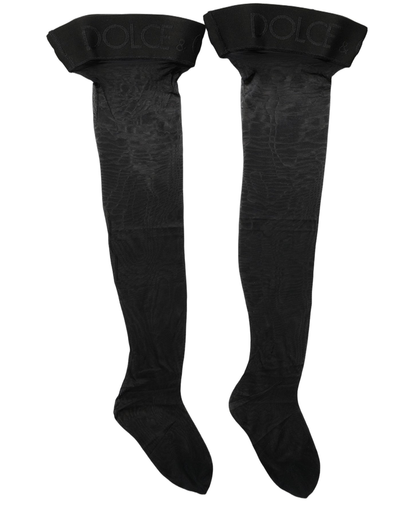 Dolce & Gabbana Black Nylon Logo Calf Long Women Accessory Socks Dolce & Gabbana