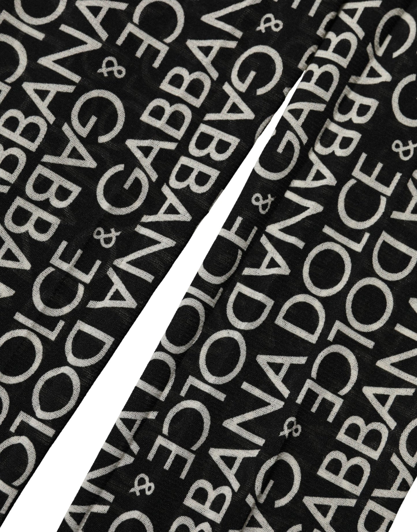 Dolce & Gabbana Black White All Over Print Sheer Stretch Tights Socks Dolce & Gabbana