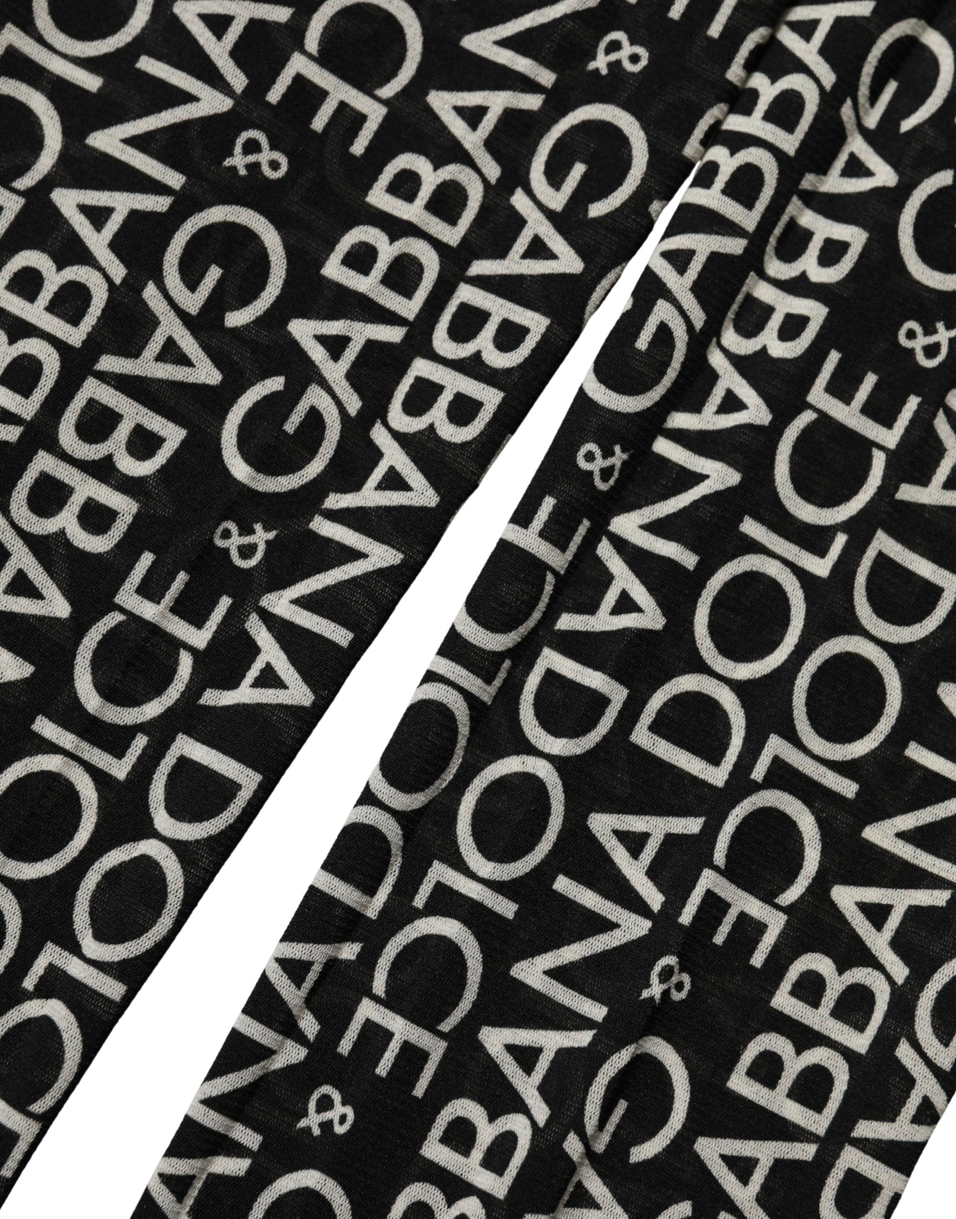 Dolce & Gabbana Black White All Over Print Sheer Stretch Tights Socks Dolce & Gabbana