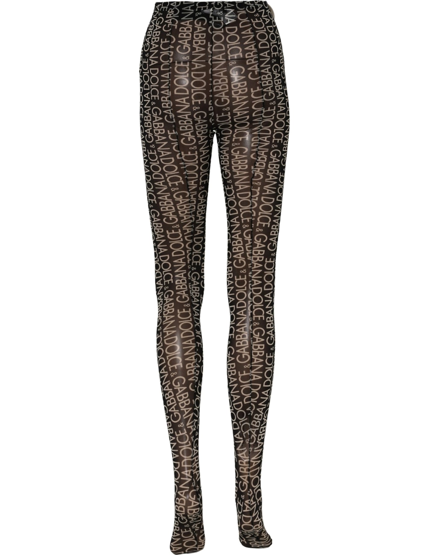 Dolce & Gabbana Black White All Over Print Sheer Stretch Tights Socks Dolce & Gabbana