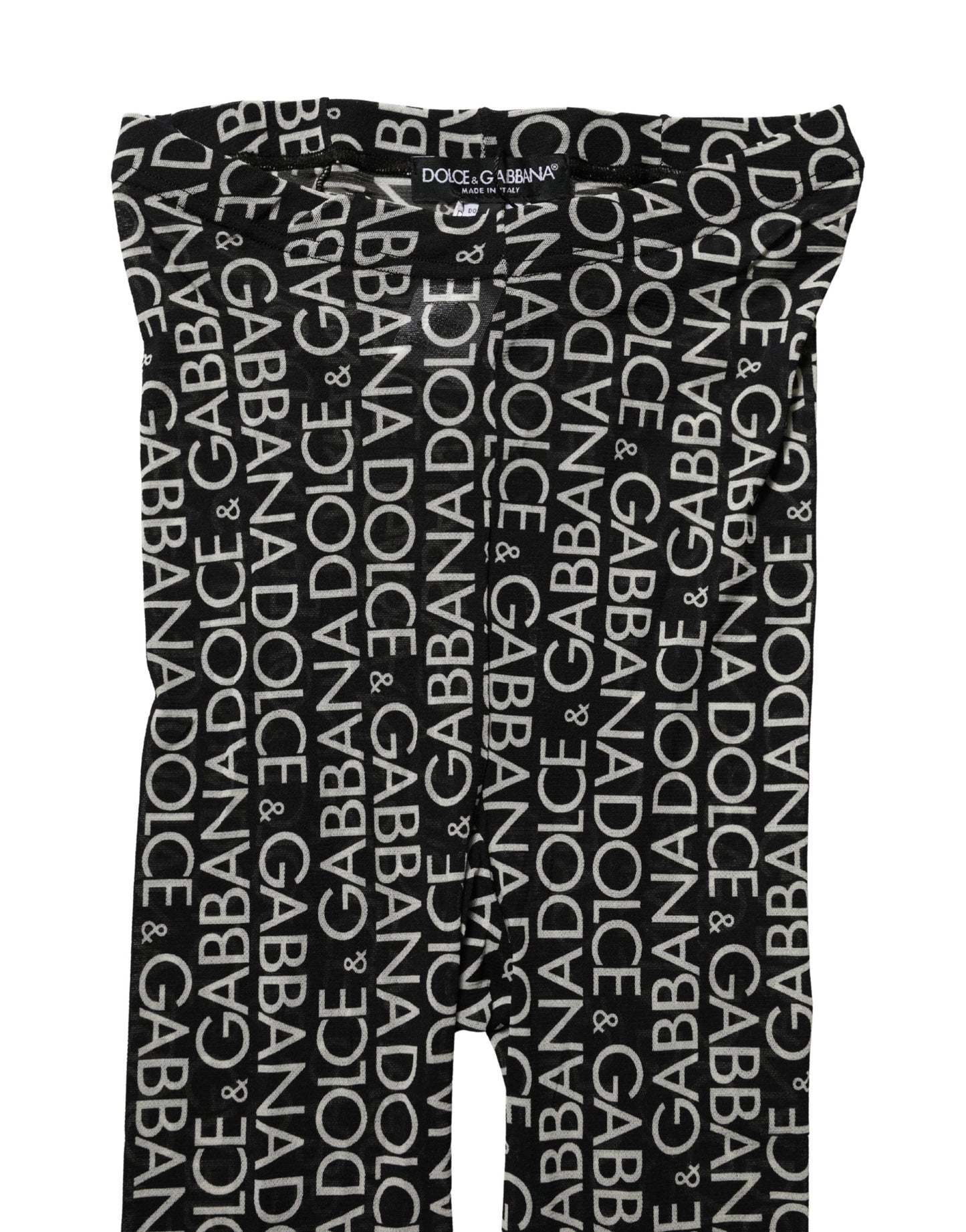 Dolce & Gabbana Black White All Over Print Sheer Stretch Tights Socks Dolce & Gabbana