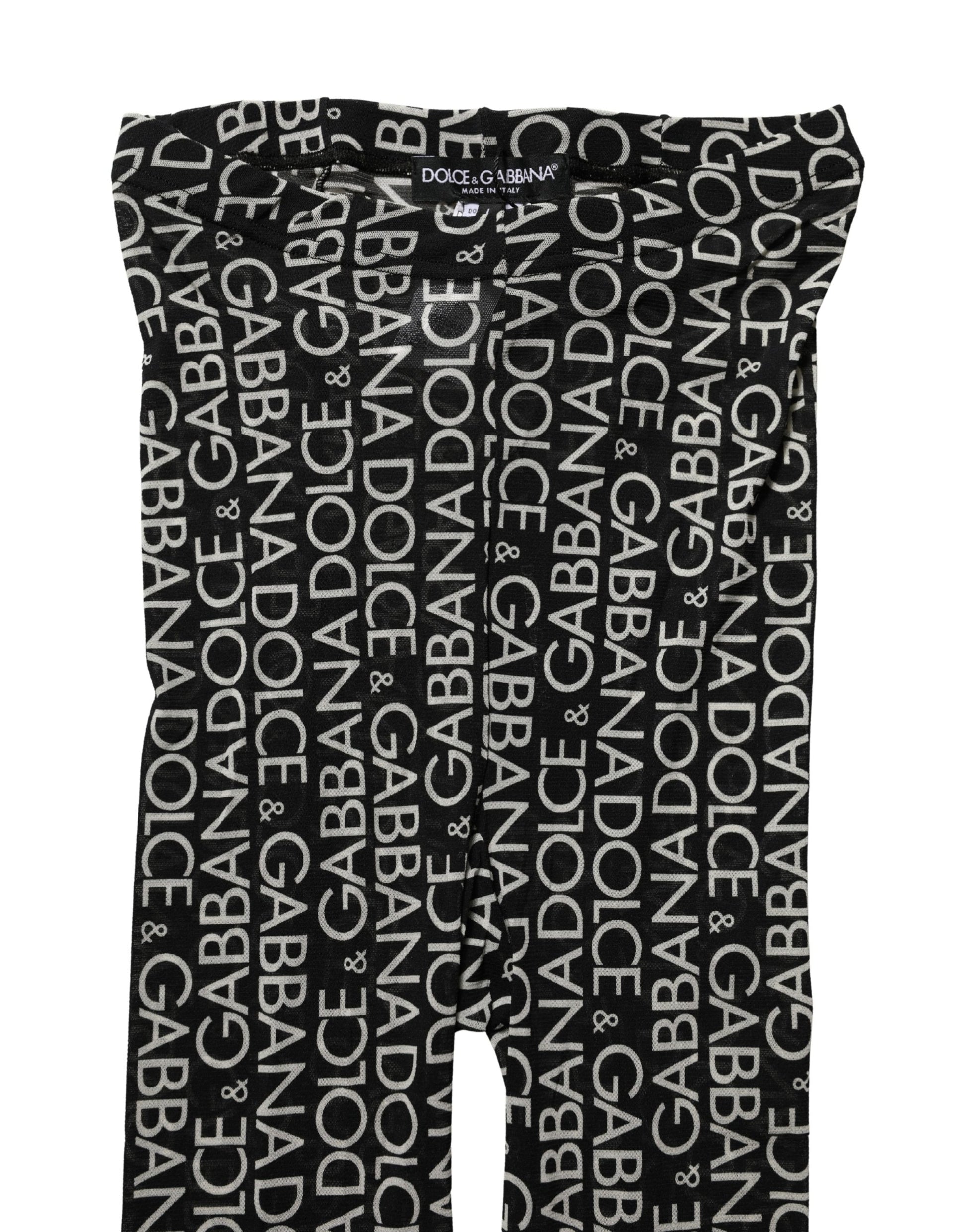 Dolce & Gabbana Black White All Over Print Sheer Stretch Tights Socks Dolce & Gabbana