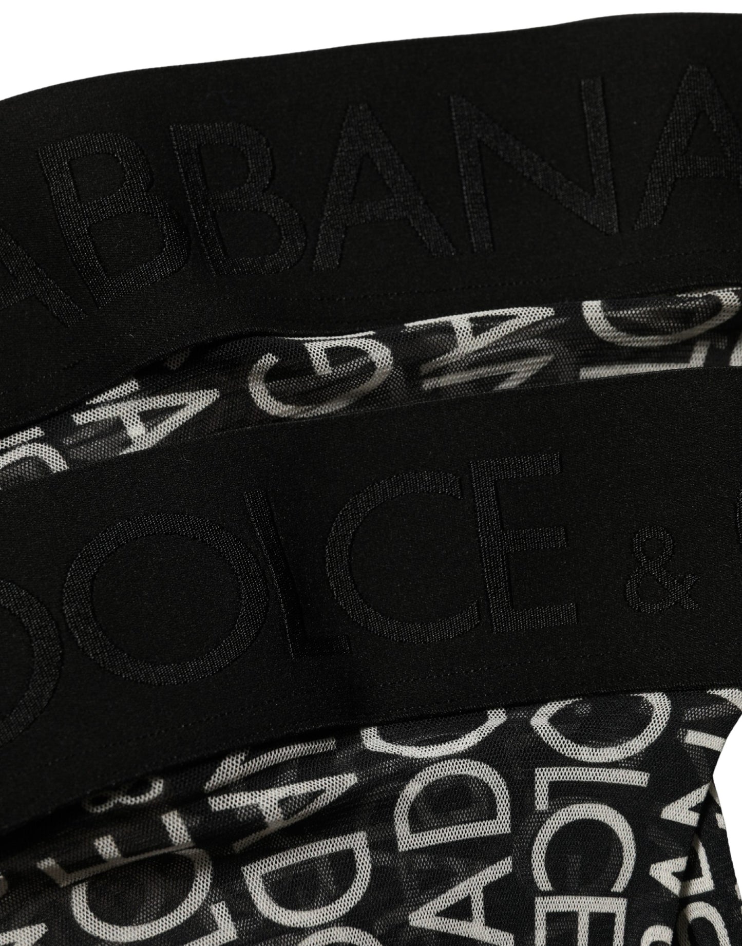 Dolce & Gabbana Black Sheer Logo Monogram High Stockings Socks Dolce & Gabbana