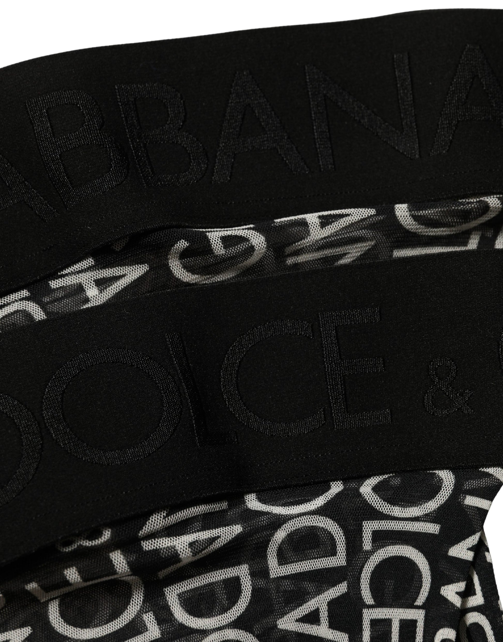Dolce & Gabbana Black Sheer Logo Monogram High Stockings Socks Dolce & Gabbana
