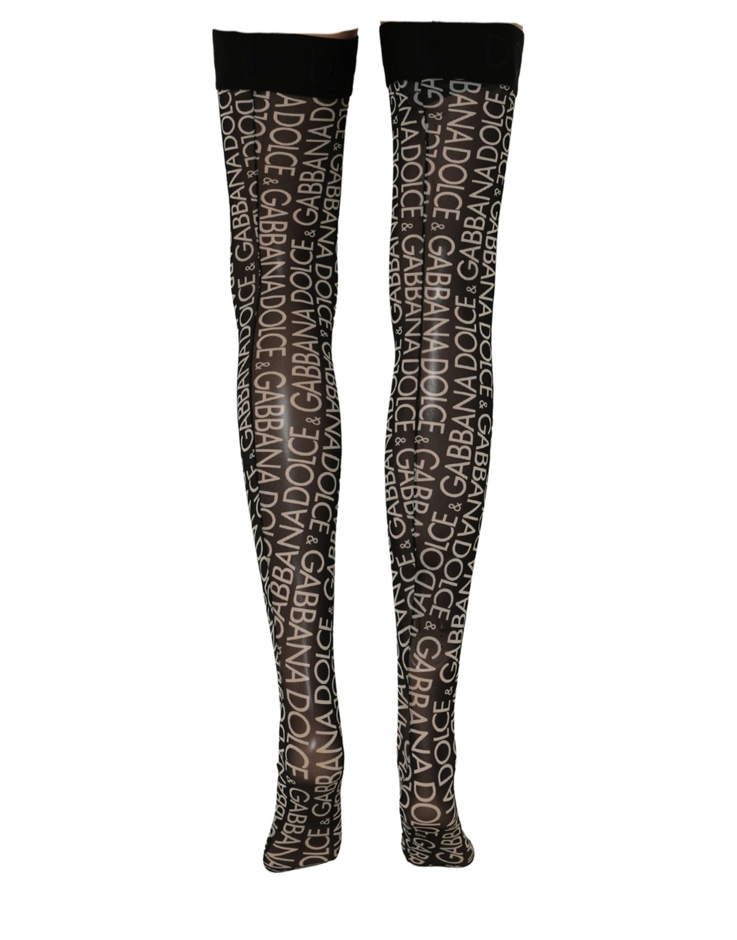 Dolce & Gabbana Black Sheer Logo Monogram High Stockings Socks Dolce & Gabbana