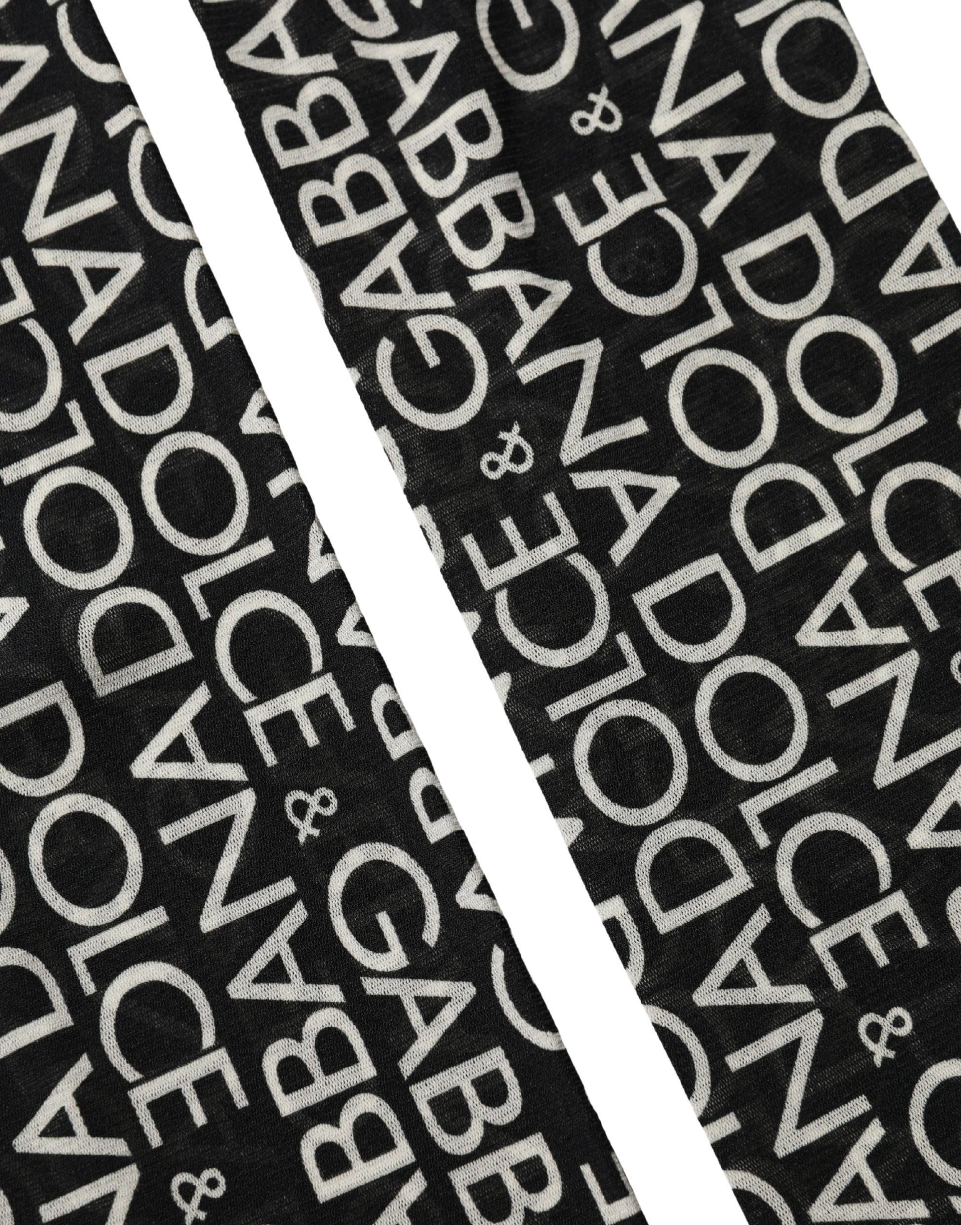Dolce & Gabbana Black Sheer Logo Monogram High Stockings Socks Dolce & Gabbana