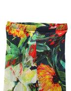 Dolce & Gabbana black floral print sheer tights and socks, showcasing elegant floral design and sheer texture.