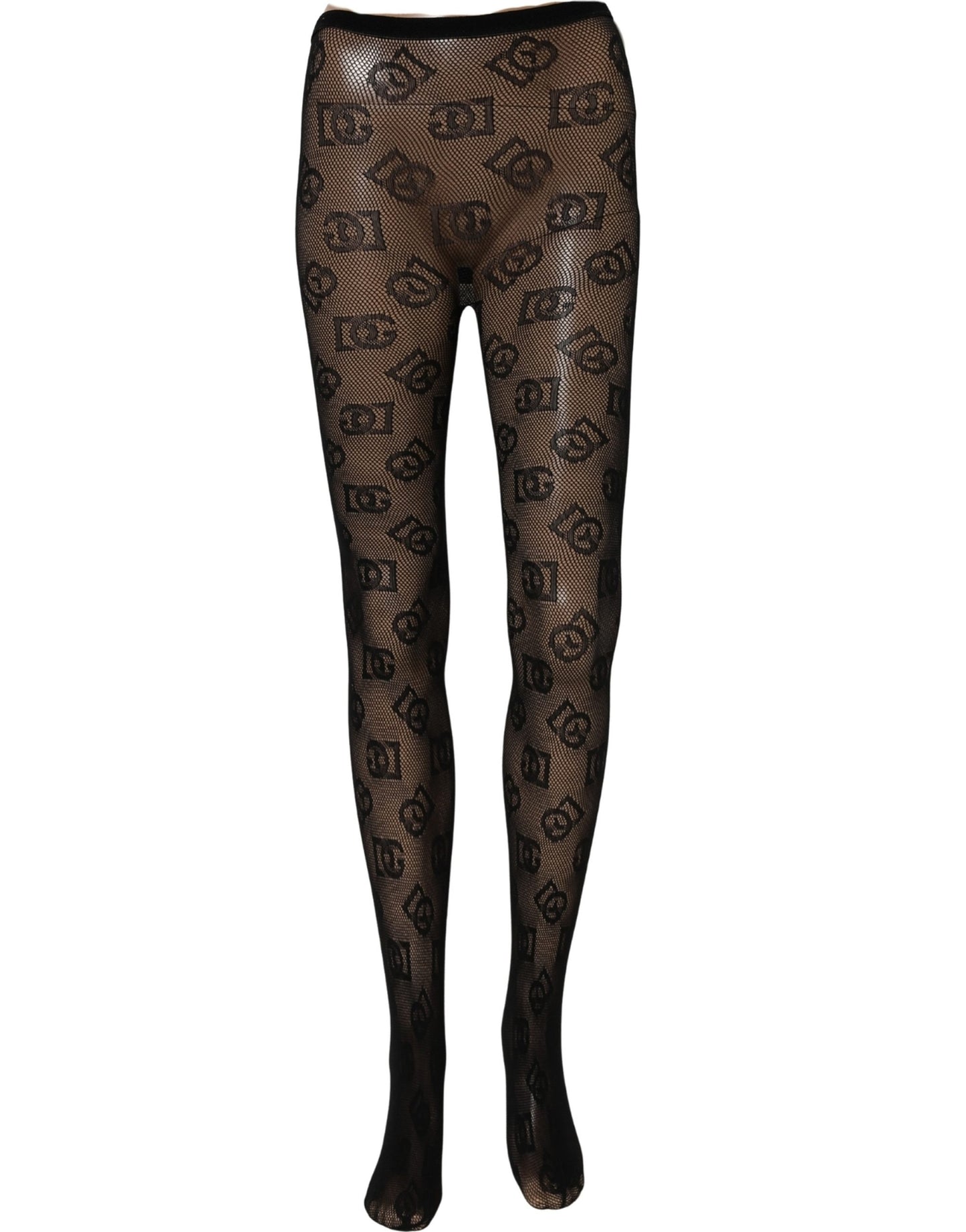 Dolce & Gabbana Black All Over Print Sheer Stretch Tights Socks Dolce & Gabbana