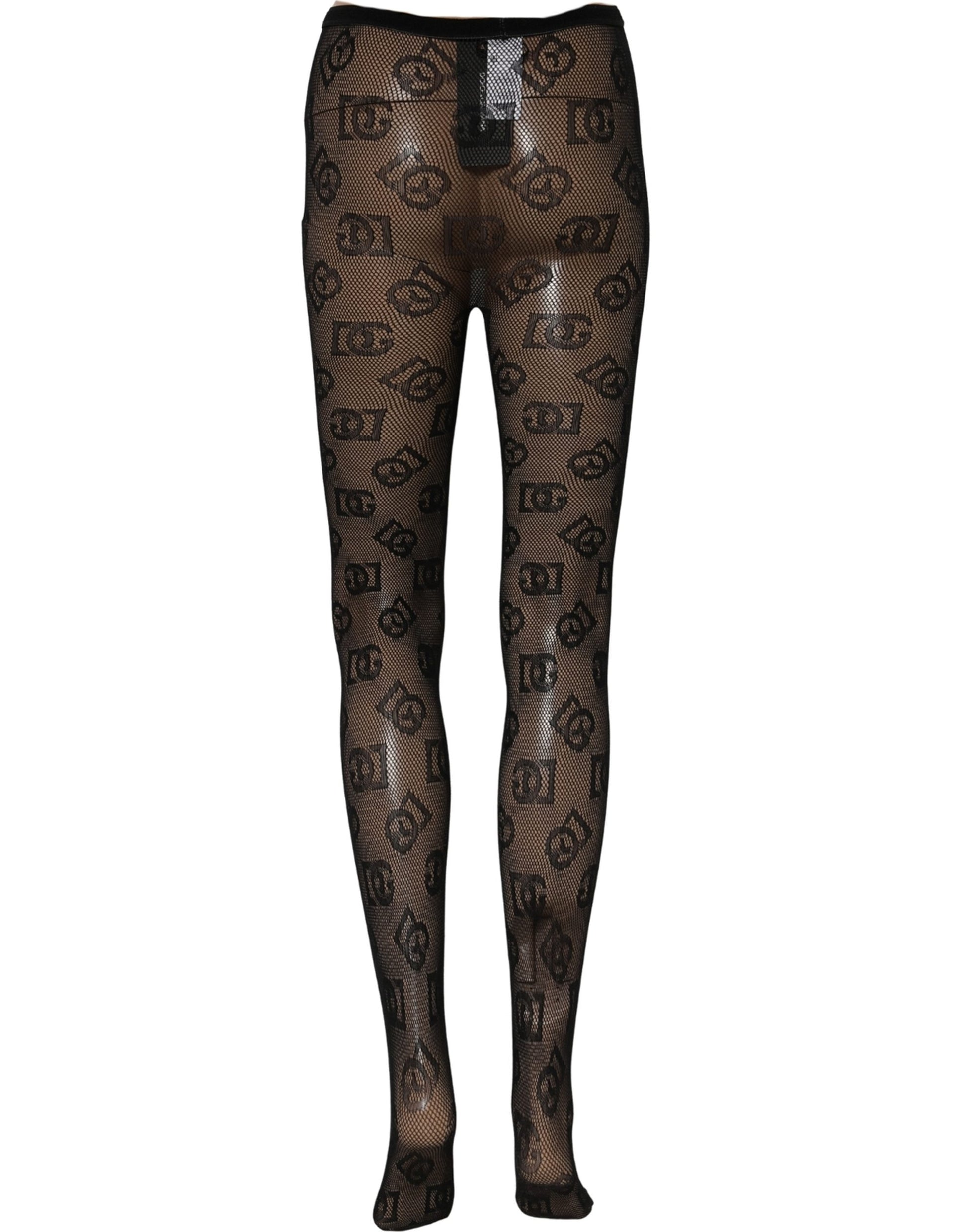 Dolce & Gabbana Black All Over Print Sheer Stretch Tights Socks Dolce & Gabbana