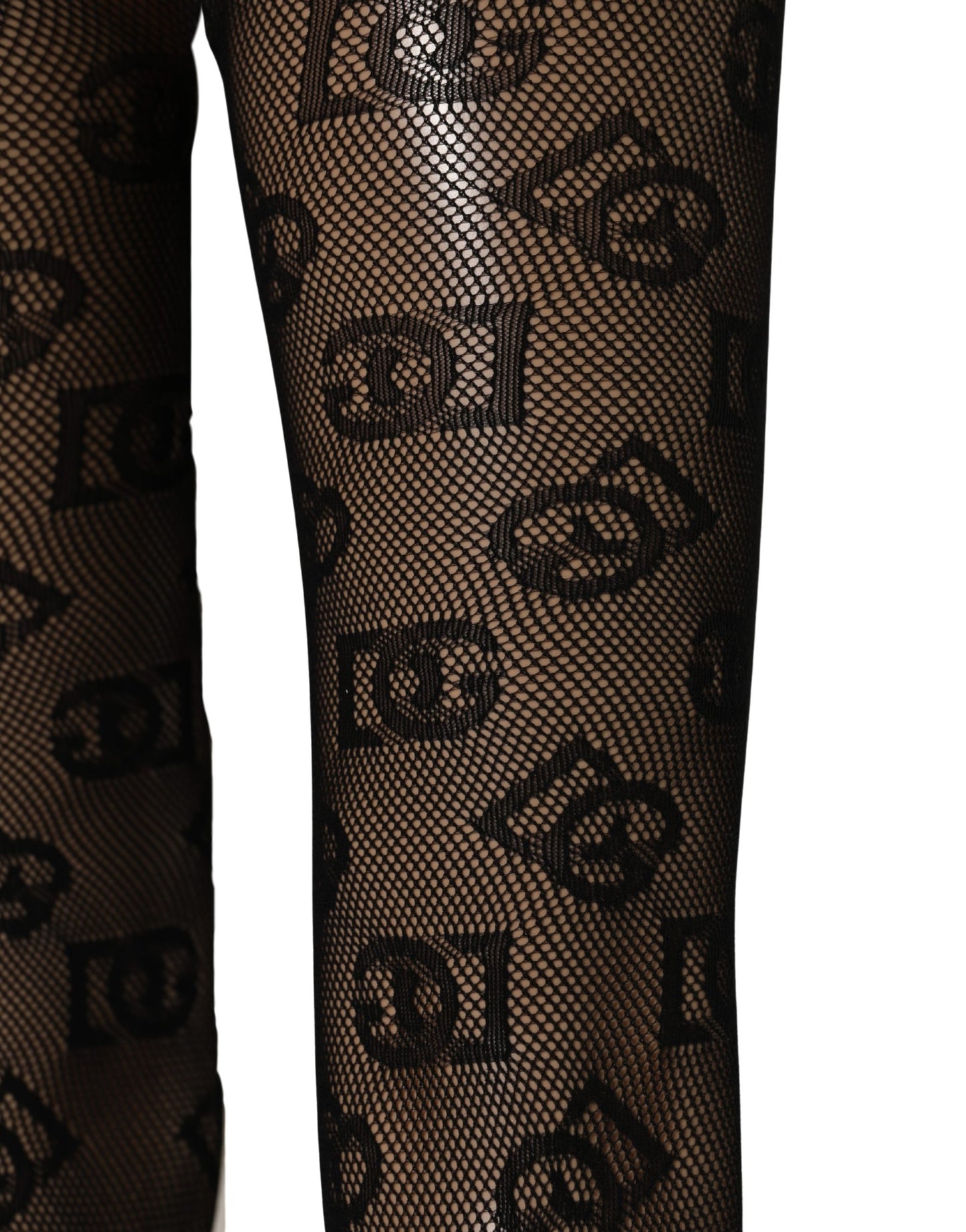 Dolce & Gabbana Black All Over Print Sheer Stretch Tights Socks Dolce & Gabbana