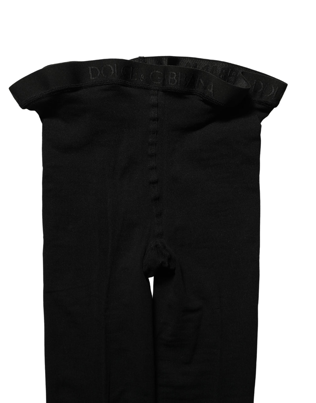 Black nylon tights from Dolce & Gabbana featuring a smooth, opaque design and a comfortable, fitted waistband.