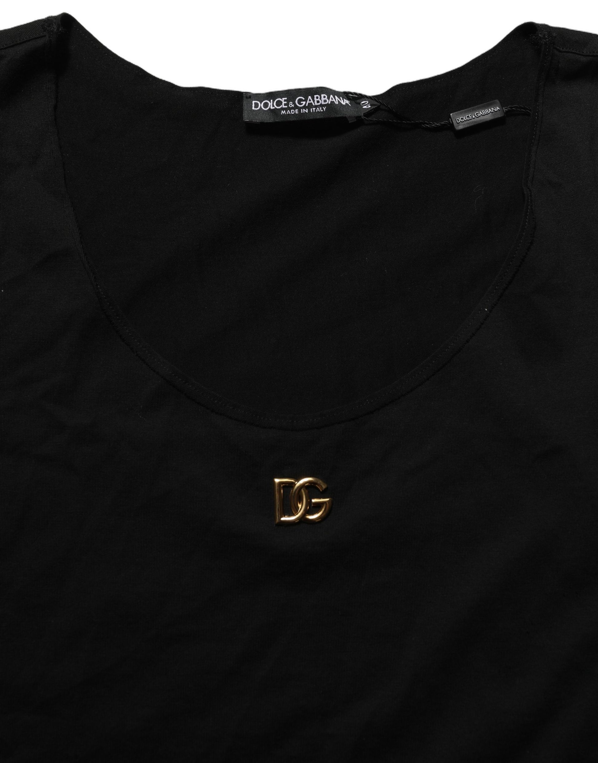 Dolce & Gabbana Black Gold DG Logo Cotton Sleeveless Tank Top Dolce & Gabbana