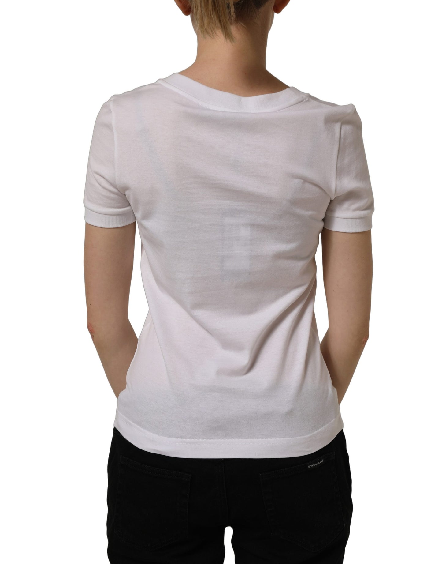 Dolce & Gabbana White Crystal Embellished Cross Top T-shirt Dolce & Gabbana