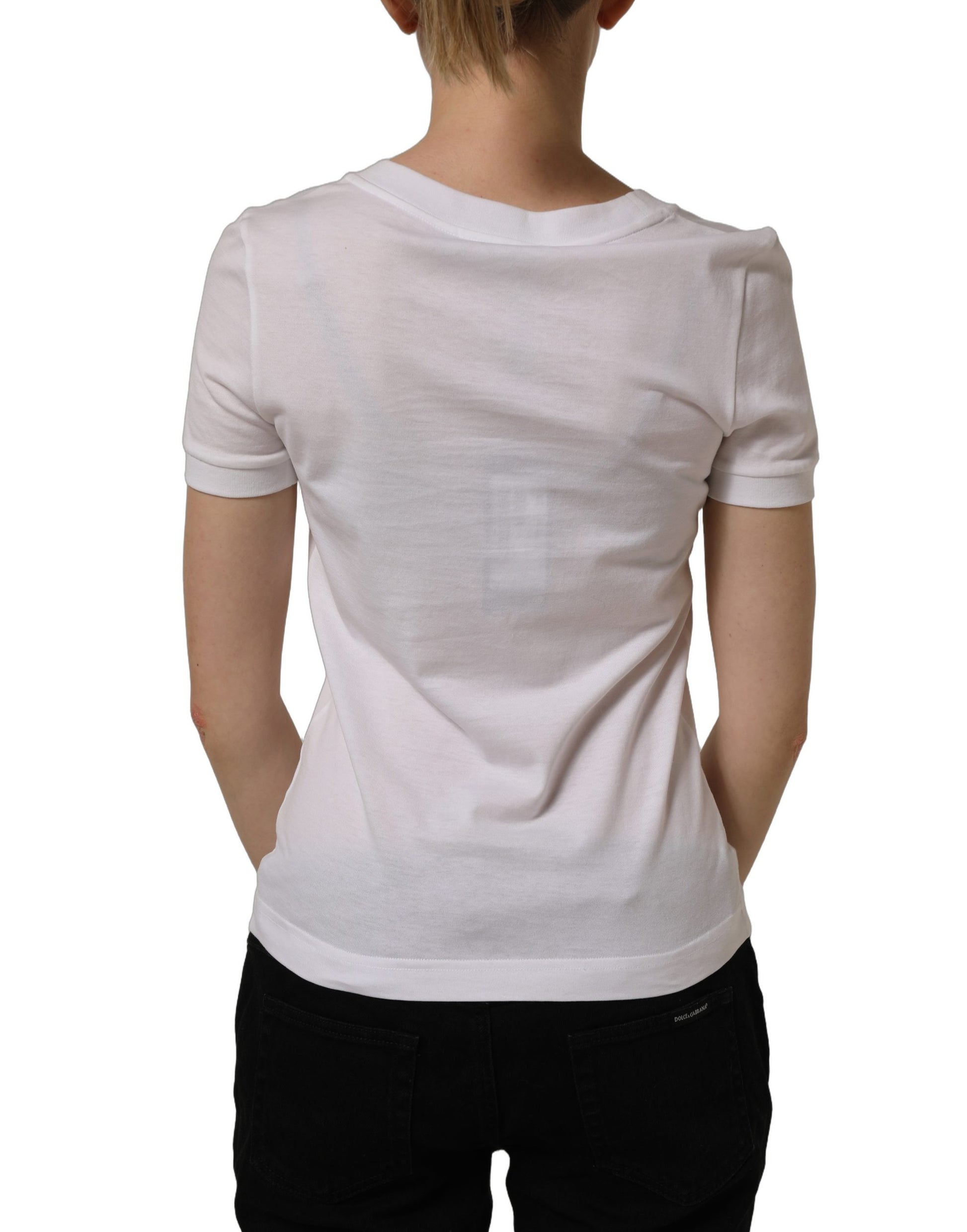 Dolce & Gabbana White Crystal Embellished Cross Top T-shirt Dolce & Gabbana