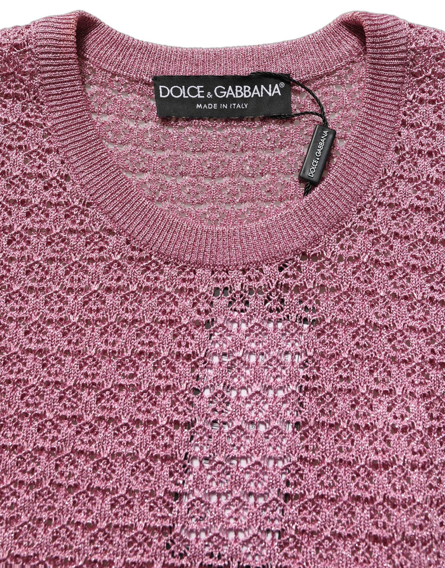 Dolce & Gabbana Pink Sheer Mesh Crew Neck Sleeveless Tank Top Dolce & Gabbana