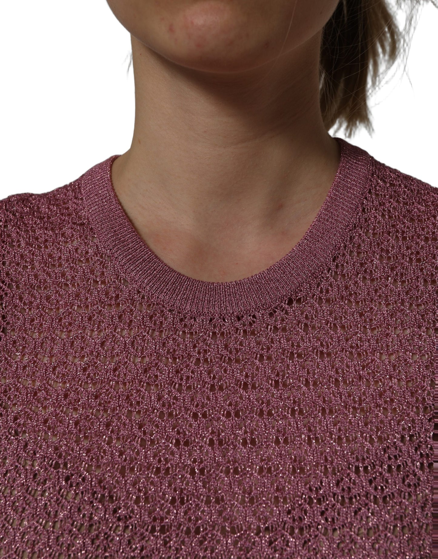Dolce & Gabbana Pink Sheer Mesh Crew Neck Sleeveless Tank Top Dolce & Gabbana