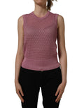 Dolce & Gabbana pink sheer mesh sleeveless tank top with crew neck, lightweight and stylish for casual or layered looks.