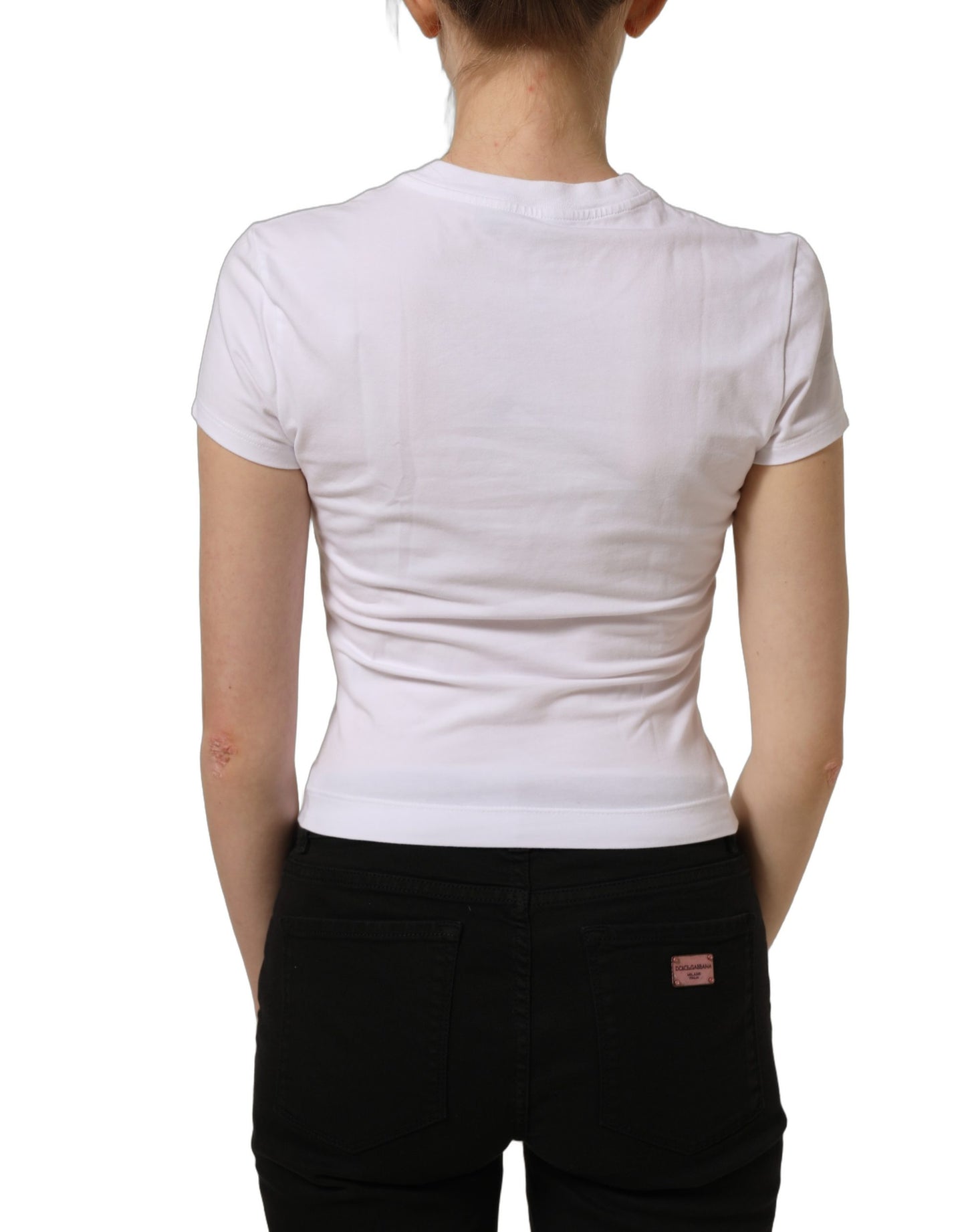 Dolce & Gabbana White Floral Logo Print Crew Neck T-shirt Dolce & Gabbana