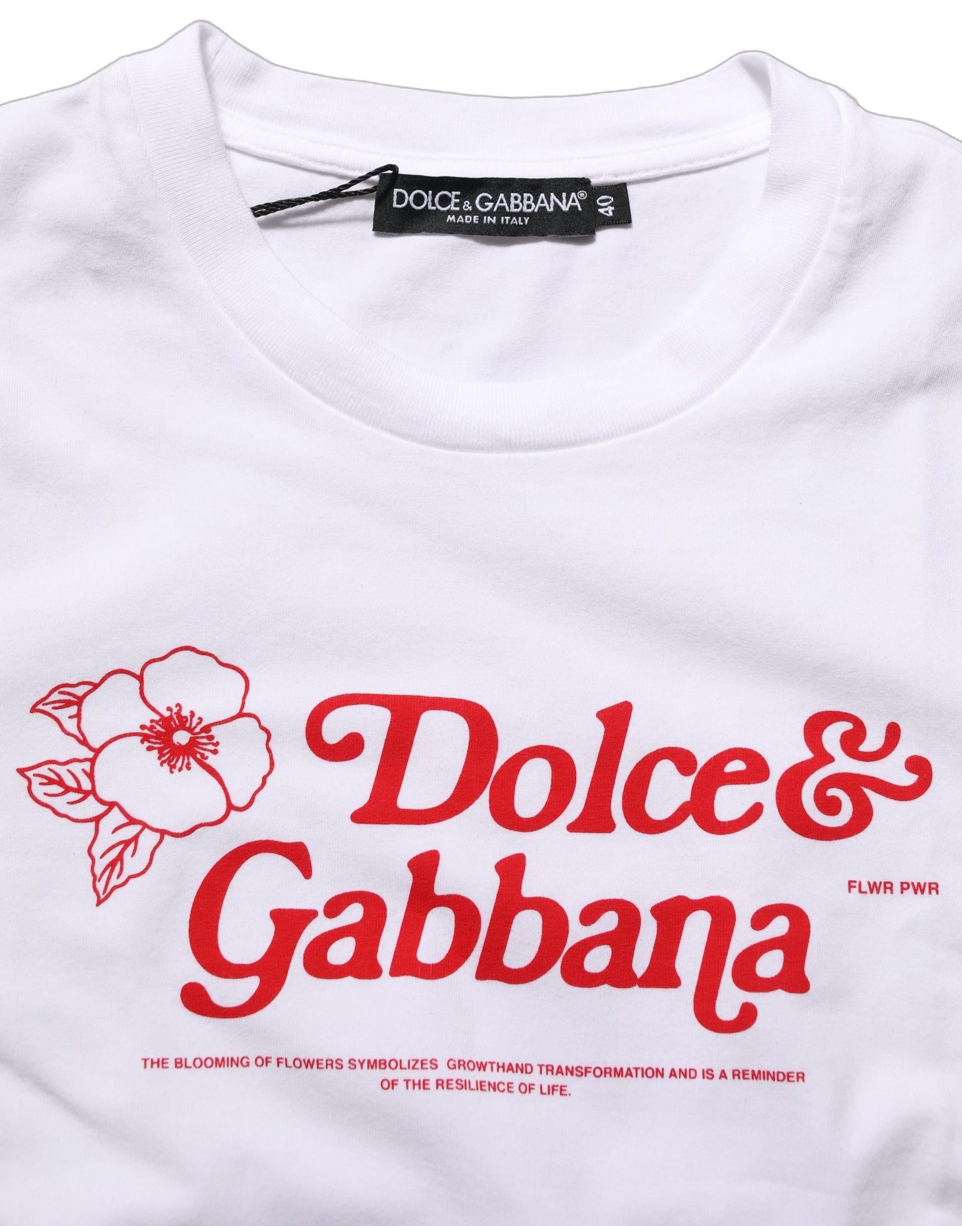 Dolce & Gabbana White Floral Logo Print Crew Neck T-shirt Dolce & Gabbana