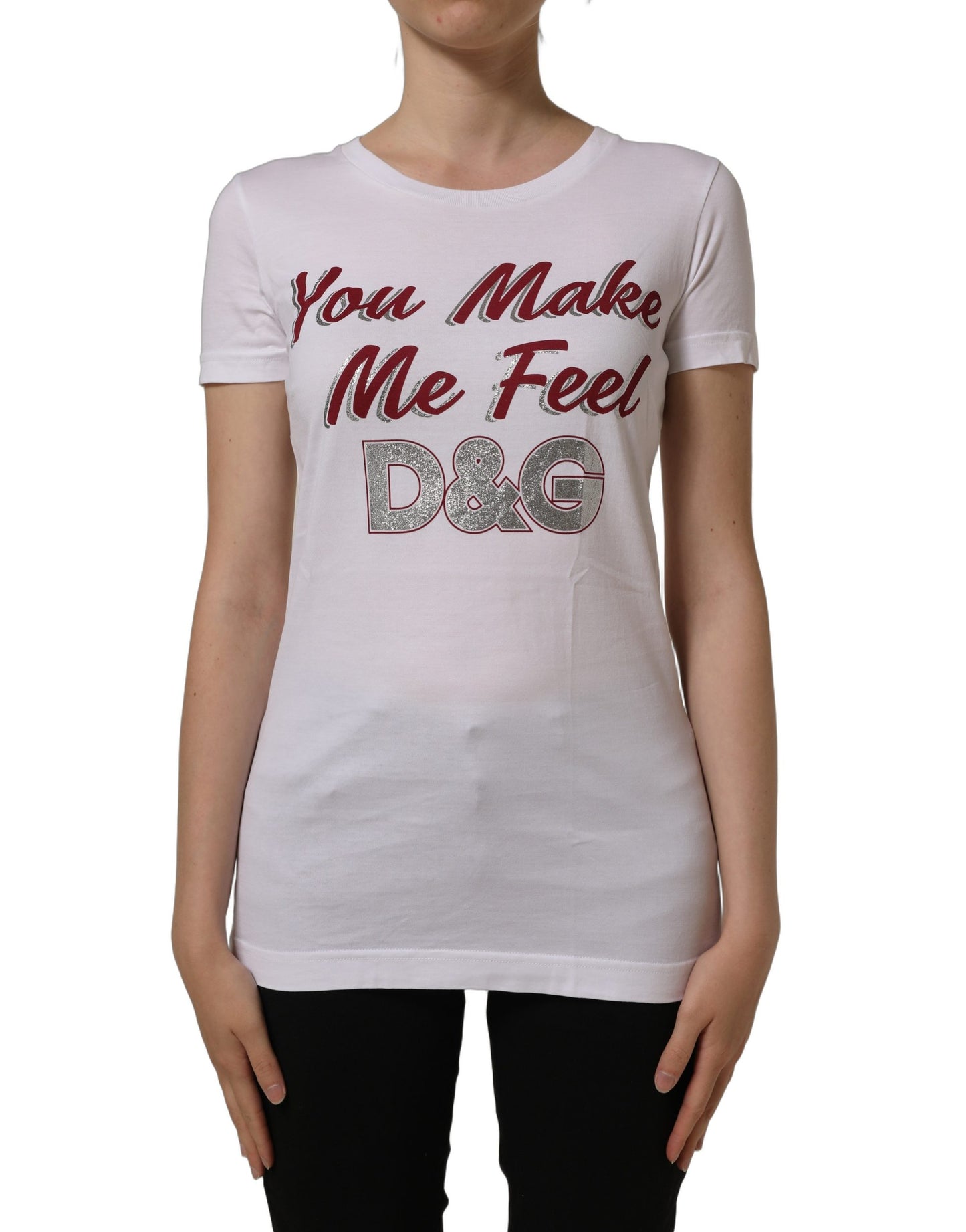 Dolce & Gabbana White Graphic Print Cotton Crew Neck T-shirt Dolce & Gabbana